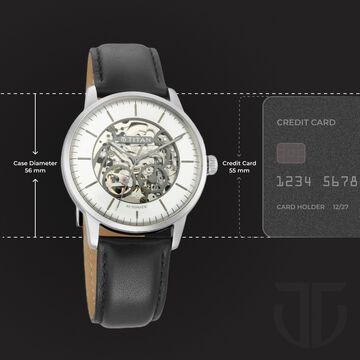 Titan Automatic Silver Dial Black Leather Strap Watch for Men