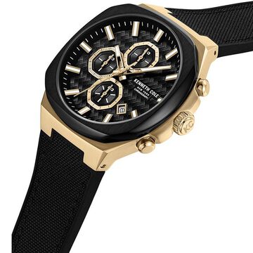 Kenneth Cole Quartz Chronograph Black Dial Black Silicone Strap Watch For Men