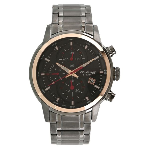 Titan Octane Quartz Chronograph Black Dial Stainless Steel Strap Watch for Men - image number 0