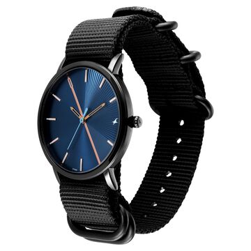 Fastrack 9 to Fine Analog with Blue Dial Nato Strap Watch for Guys