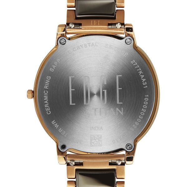 Titan Edge Melange Quartz Analog Brown Dial Rose Gold Steel & Ceramic Strap Watch For Women - image number 6