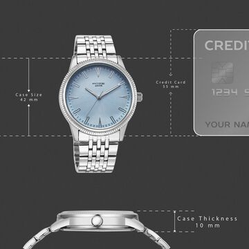 Sonata Poze Quartz Analog Tiffany Blue Dial Silver Coloure Stainless Steel Strap Watch For Men