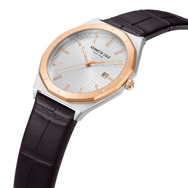 Kenneth Cole Silver Dial Quartz Analog with Date Leather Strap Watch for Men - image number 3