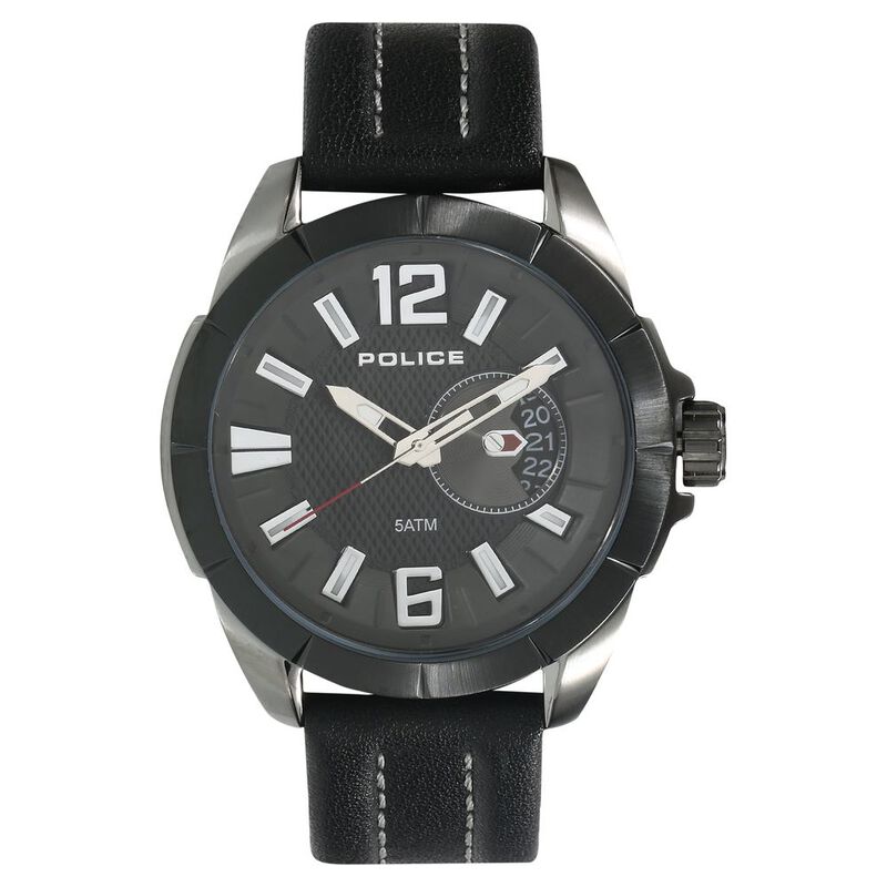 Police Quartz Analog with Date Black Dial Leather Strap Watch for Men - image number 0