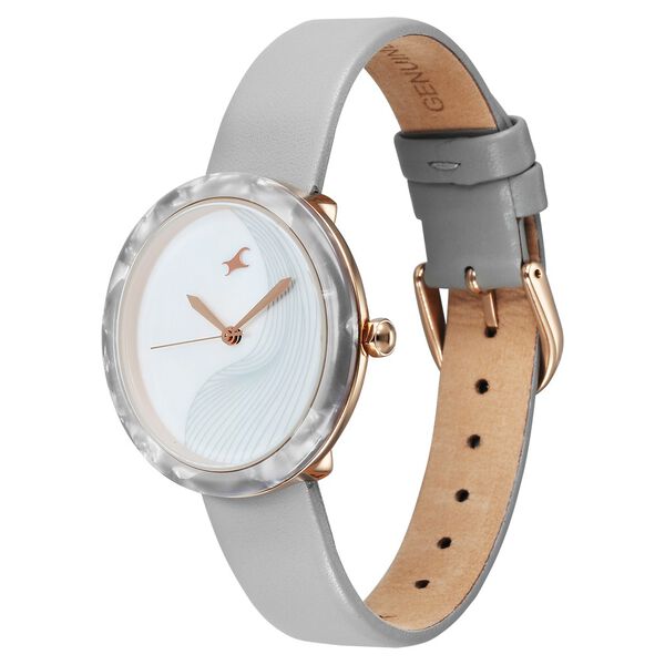 Fastrack Younique Quartz Analog Mother Of Pearl Dial LeatherStrap Watch For Girls - image number 4