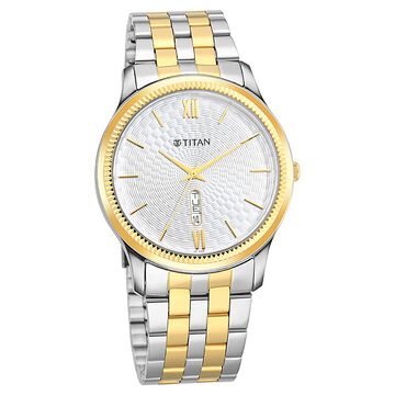Titan Metal White Dial Analog with Day and Date Metal Strap watch for Men