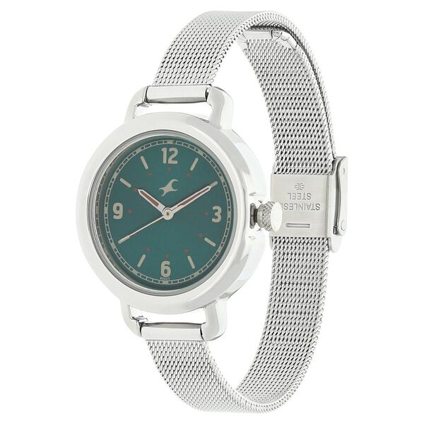Fastrack Bare Basics Quartz Analog Green Dial Stainless Steel Strap Watch for Girls - image number 1