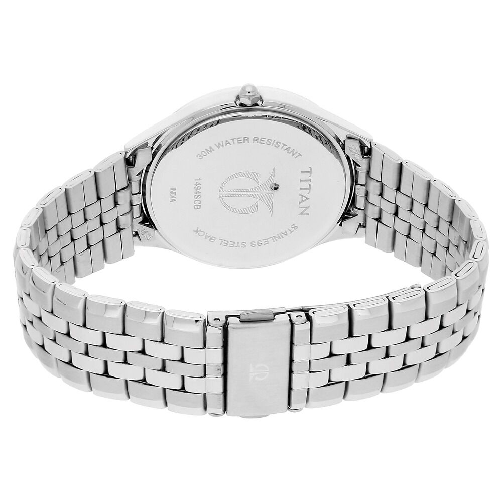 Titan Quartz Analog with Date Black Dial Stainless Steel Strap Watch for Men