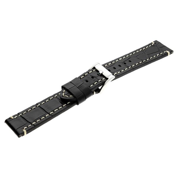 22 mm Black Genuine Leather Straps for Men - image number 3