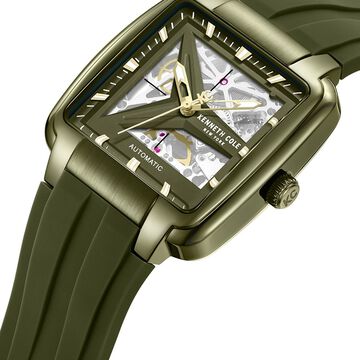 Kenneth Cole-Automatic Green Dial Green Silicone Strap Watch For Men