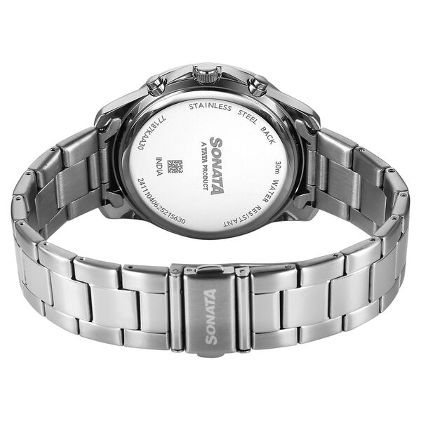 Sonata Chronos Quartz Analog with Date Blue Dial Silver Colour Stainless Steel Strap Watch For Men - image number 4