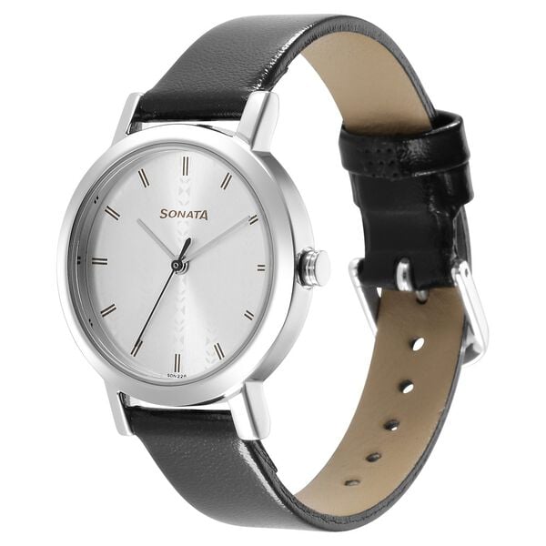 Ladies Essentials Silver Dial Leather Strap Watch for Women - image number 1