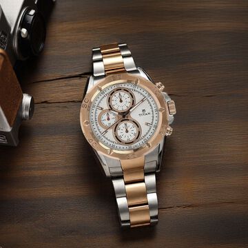 Titan Regallia Rose Gold Chronograph Stainless Steel Strap Watch for Men