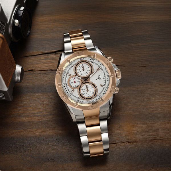Buy Online Titan Regallia Rose Gold Chronograph Stainless Steel