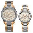Titan Royal Bandhan Quartz Analog with Day and Date Black Dial Two Toned Strap Watch For Couple
