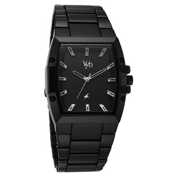 Vyb Pioneer By Fastrack Quartz Analog Black Dial Metal Strap Watch For Guys