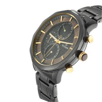 Titan Quartz Multifunction Black Dial Metal Strap Watch for Men