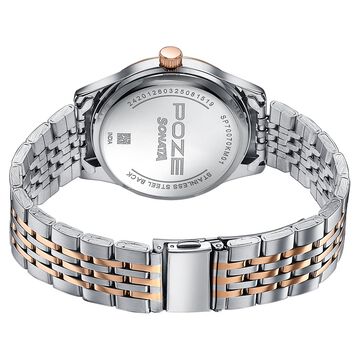 Sonata Poze Quartz Analog White Dial Two Toned Colour Stainless Steel Strap Watch For Men
