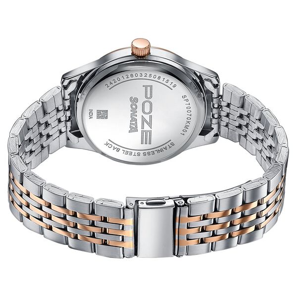 Sonata Poze Quartz Analog White Dial Two Toned Colour Stainless Steel Strap Watch For Men - image number 6
