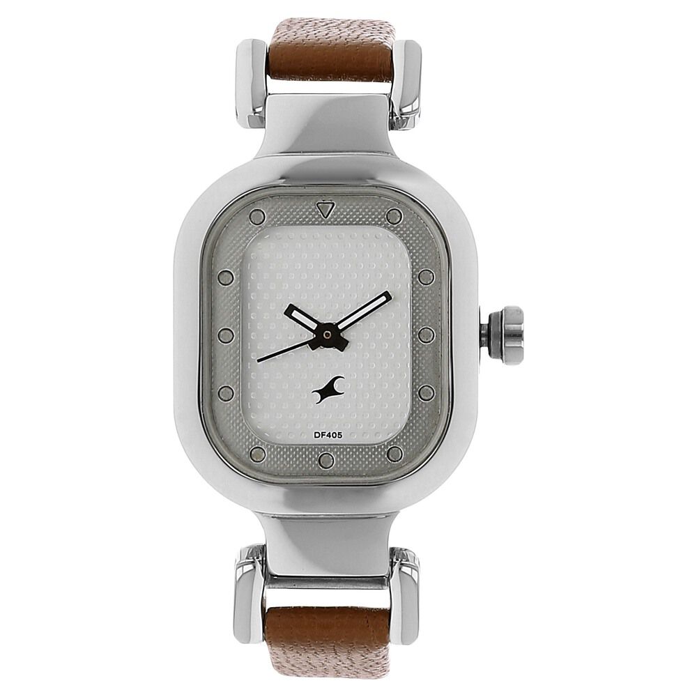 Buy Online Fastrack Motorheads Quartz Analog Silver Dial Leather Strap Watch for Girls nk6145sl01 Titan