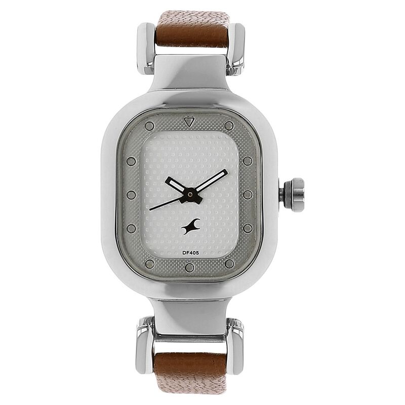 Fastrack Motorheads Quartz Analog Silver Dial Leather Strap Watch for Girls