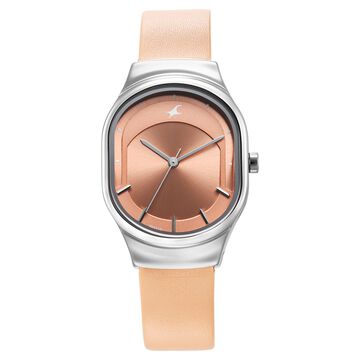 Fastrack Snob X Pink Dial Leather Strap Watch for Girls