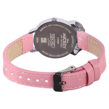 Zoop Disney Minnie Mouse Analog Watch with Silver Dial & Pink Strap for Girls Kids, from House of Titan