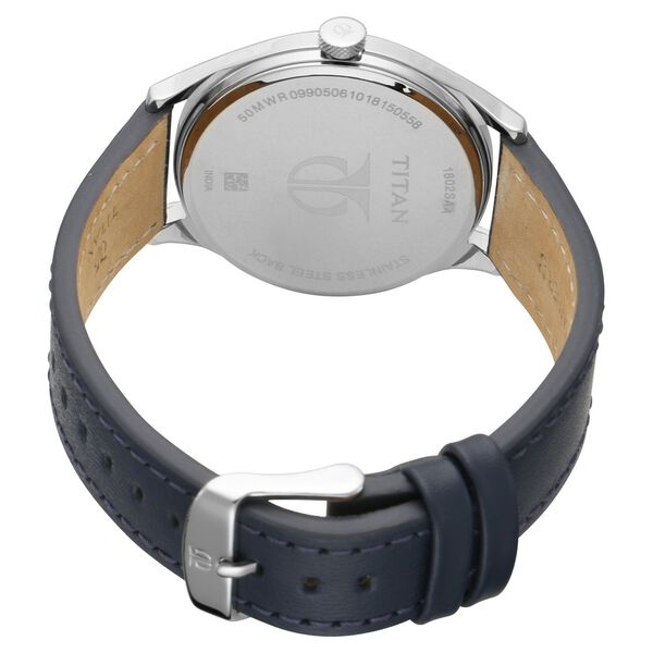 Titan Men's Minimalist Zen Watch: Sleek Leather Strap with Contrast Hands - image number 4