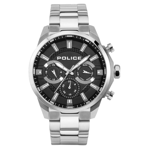 Police Black Dial Silver Strap Multifunction Watch for Men - image number 0