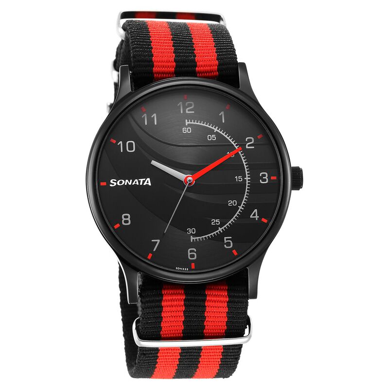 Sonata RPM Black Dial Plastic Strap Watch for Men - image number 0