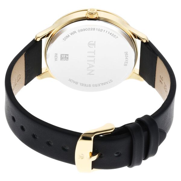 Titan Wander Black Dial Women Watch With Leather Strap - image number 4