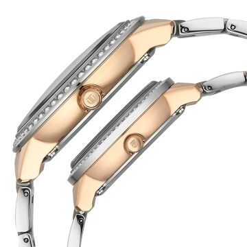 Titan Royal Bandhan Quartz Analog with Day and Date Pink Dial Two Toned Strap Watch For Couple