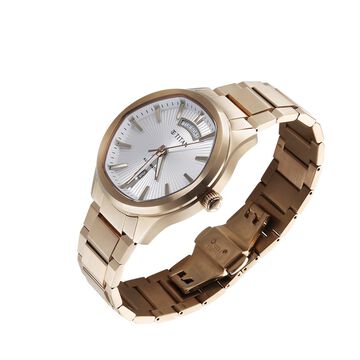 Titan Astral Concealed Automatic Analog with Silver White Dial Carnation Gold Stainless Steel Strap Watch for Men