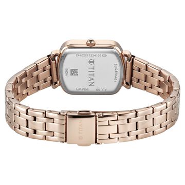 Titan Purple Metro Quartz Analog Red Dial Rose Gold Plated Stainless Steel Strap Watch For Women