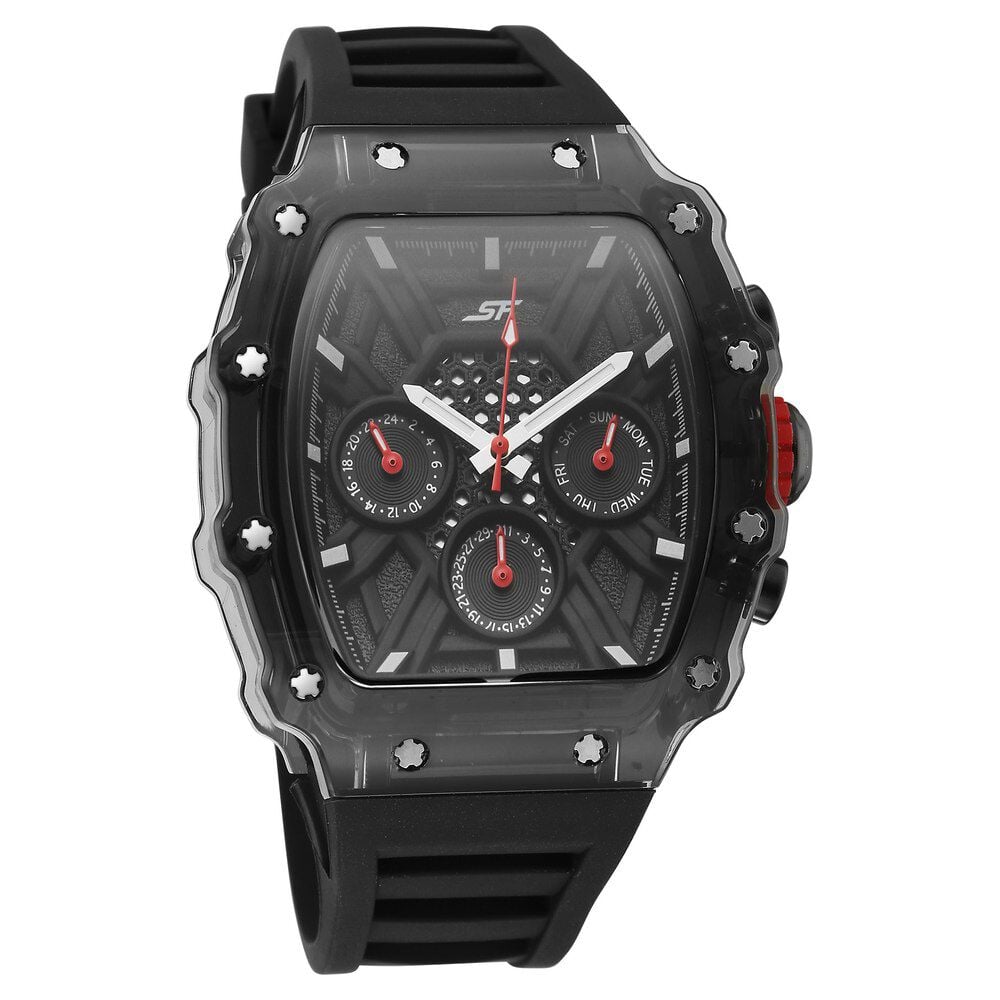 SF Maiden Voyage Sport Watch Black dial And Strap wih red accents Tonneau Shaped Case with Multifunction movement-image-16