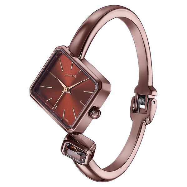 Sonata Wedding Edit Quartz Analog Brown Dial Metal Strap Watch For Women - image number 3