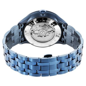 Titan Metal Mechanicals Blue Dial Blue Stainless Steel Strap Watch for Men