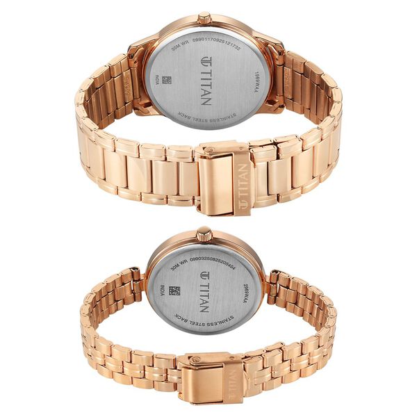 Titan Bandhan Eternal Pair Analog with Silver Dial Rose Gold Stainless Steel Strap Watch for Couples - image number 4