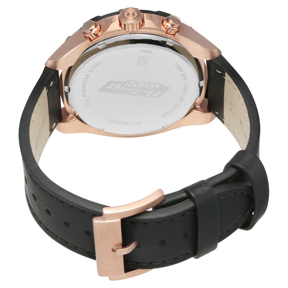 Buy Online Titan Quartz Chronograph Black Dial Leather Strap Watch for Men nr90108kl01 Titan