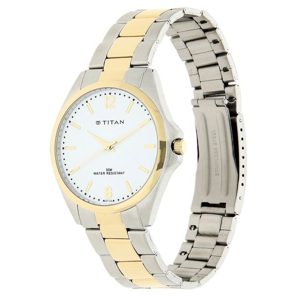 Titan Quartz Analog White Dial Metal Strap Watch for Men - image number 1