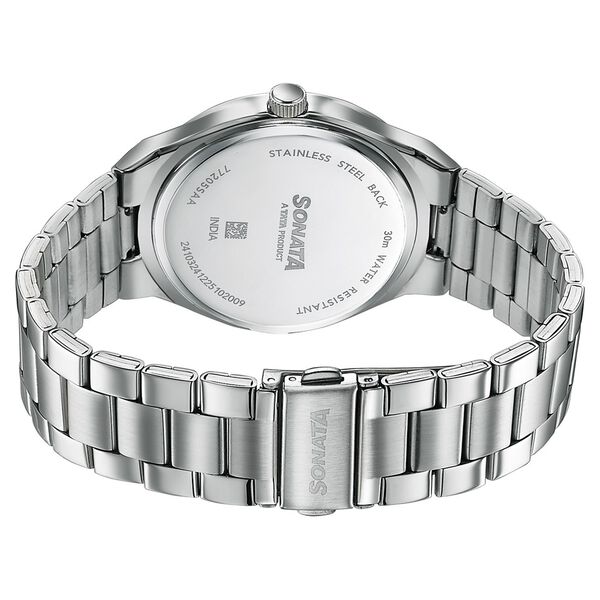 Sonata Jashn Quartz Analog Black Dial Silver Metal Strap Watch For Men - image number 5