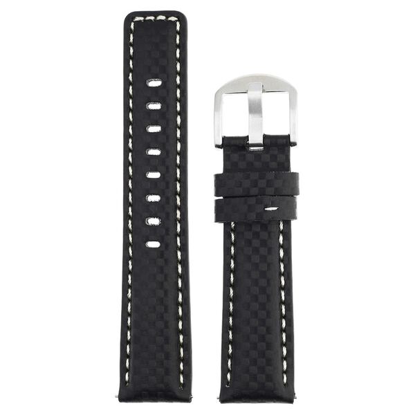 22 mm Black Genuine Leather Straps for Men - image number 0