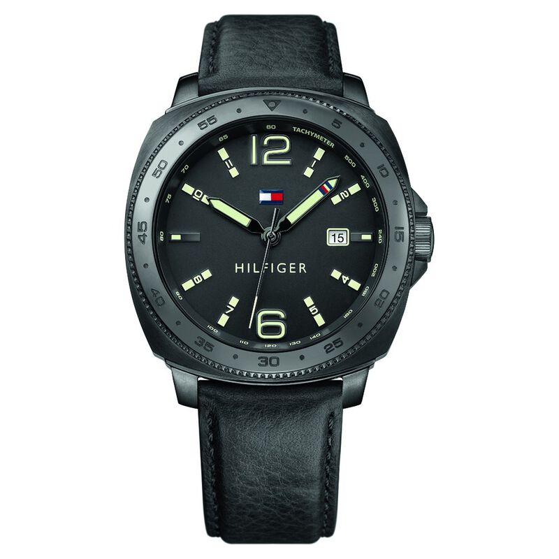 Tommy Hilfiger Quartz Analog Black Dial Leather Strap Watch for Men - image number 0