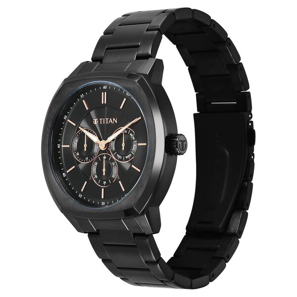 Titan Regalia Arc Analog with Day Date Second Subdial and Black Dial Black Stainless Steel Strap Watch for Men - image number 2