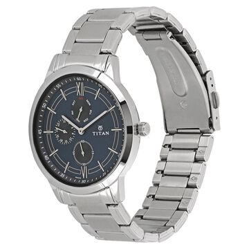 Titan Workwear Blue Dial Quartz Multifunction Stainless Steel Strap watch for Men