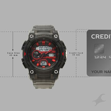 Fastrack StreetStyle Quartz Analog Digital Black Dial Black Polyether Strap Watch For Guys