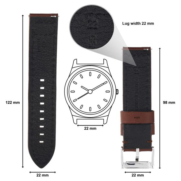 22 mm Brown Genuine Leather Straps for Men - image number 1