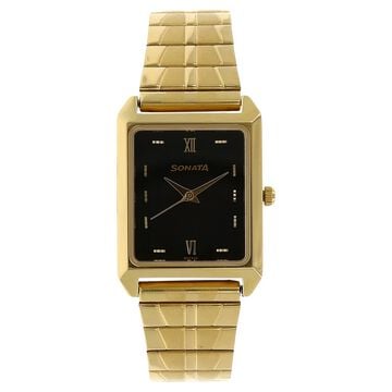 Sonata Quartz Analog Black Dial Metal Strap Watch for Men