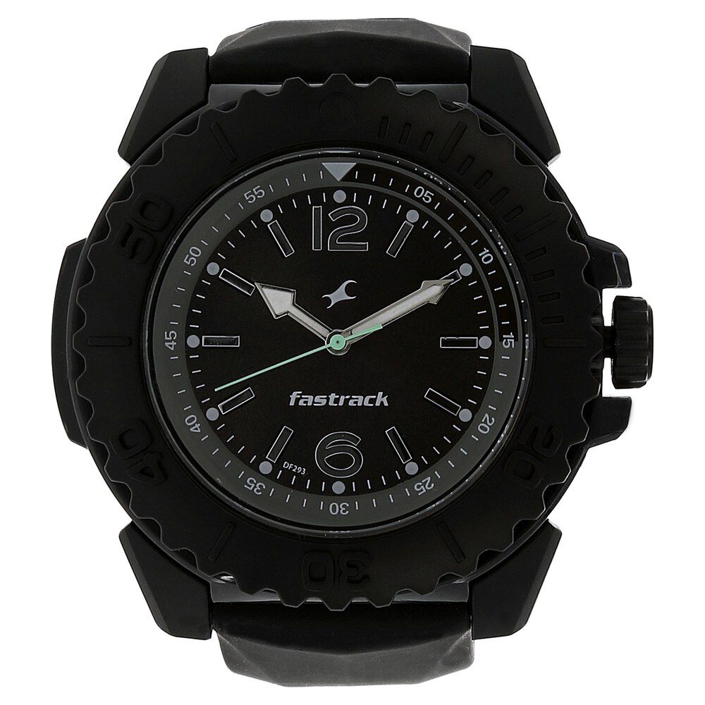 Buy Online Fastrack Quartz Analog Black Dial Silicone Strap Watch for Guys nk38020pp03 Titan