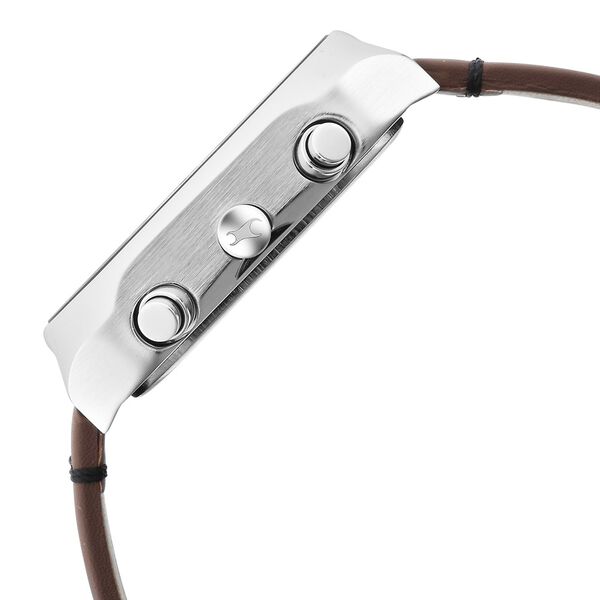 Fastrack Fleek Quartz Multifunction Grey Dial Leather Strap Watch For Guys - image number 3